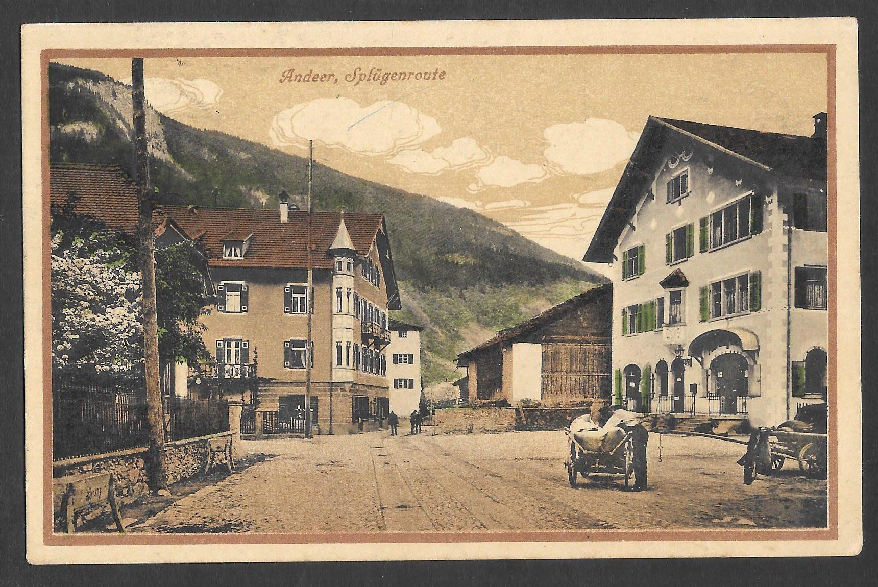 Cartoline postali: Andeer Splügenroute Teilansicht Feldpoststempel – Usato da Olten venduto da clotaldi