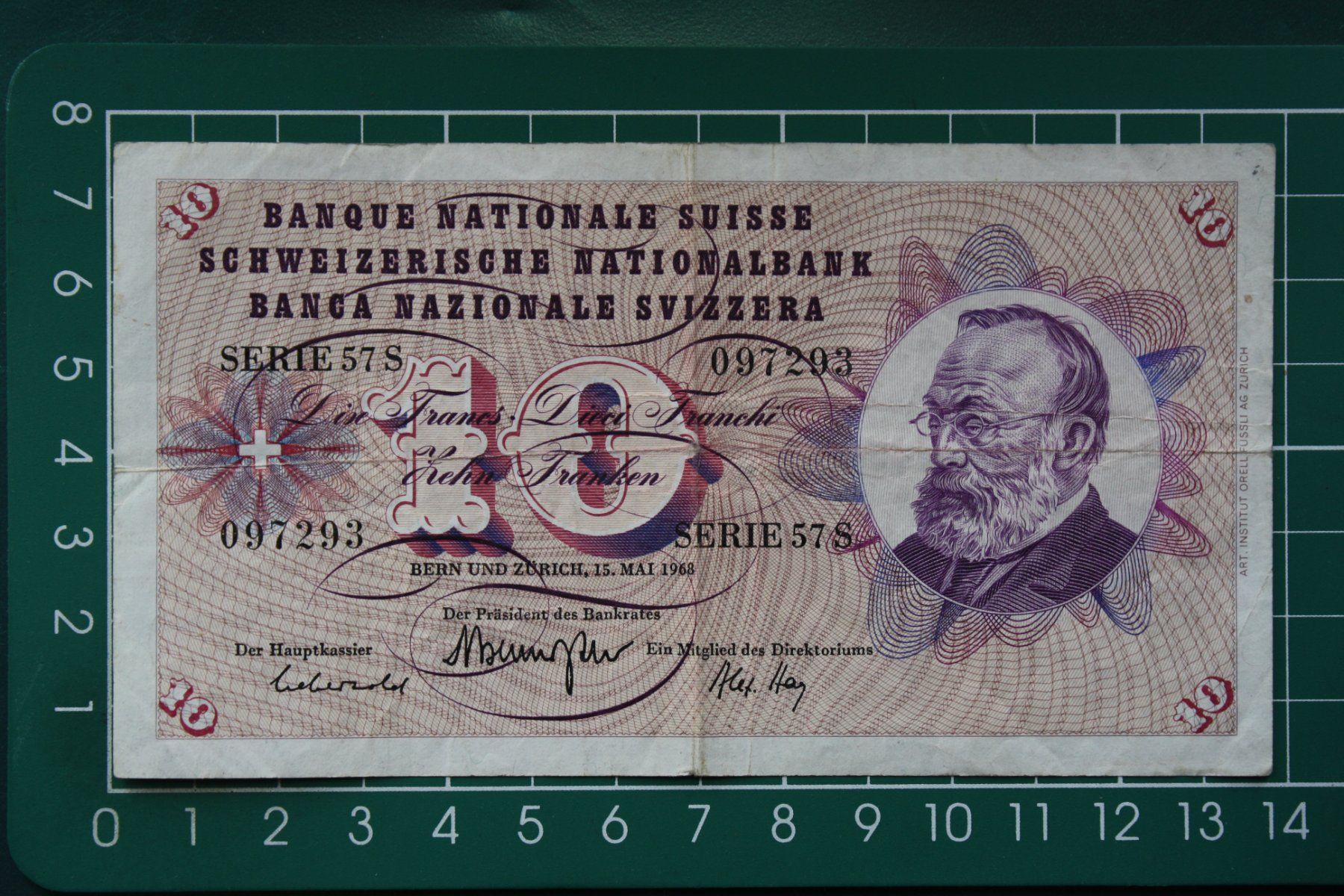 Banconote: gottfried keller banknote 10 franken 1968 – Usato da Laupen BE venduto da Gufi57