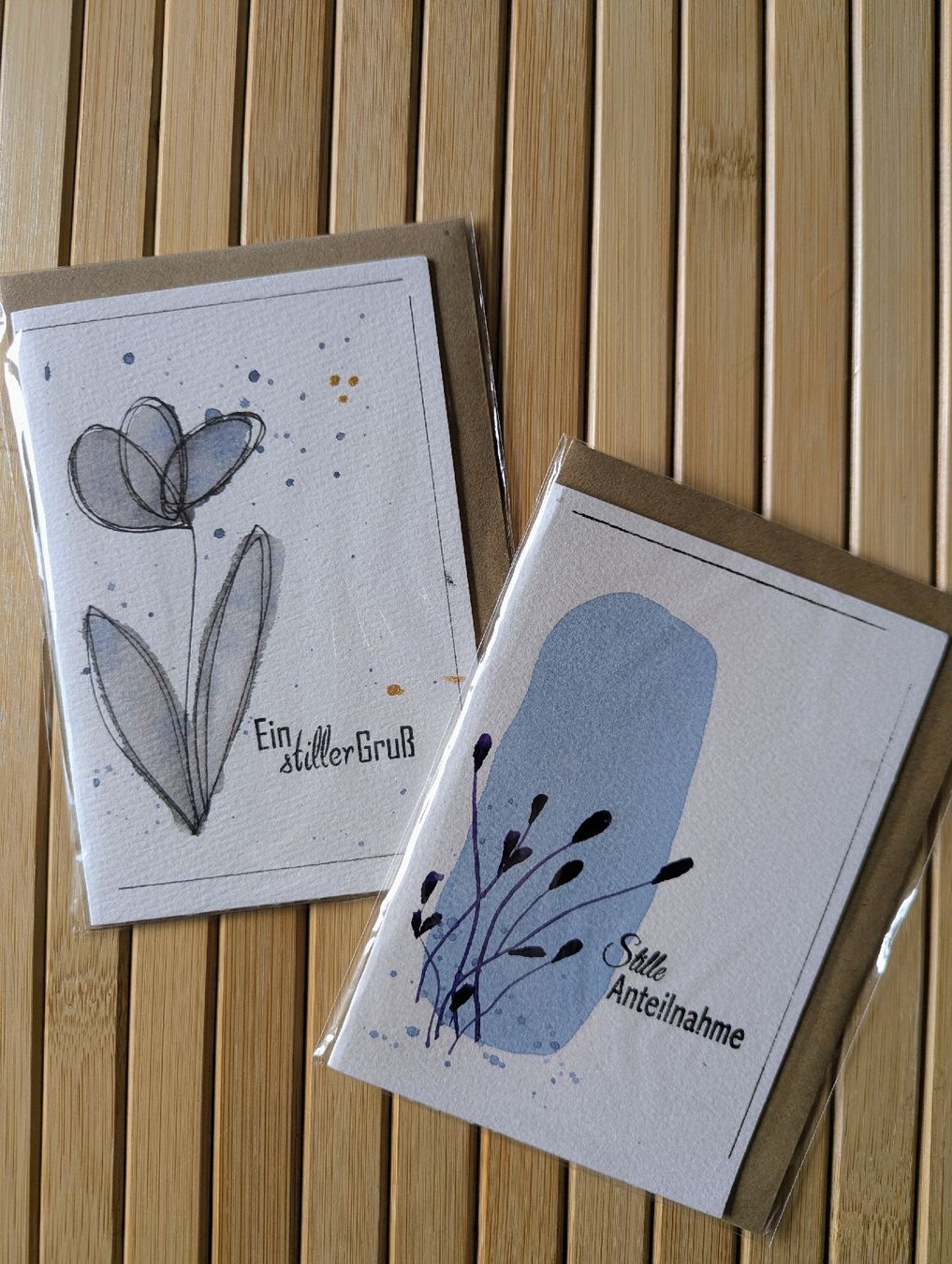 Karten: Trauerkarten, Beileid, Handgemalt, Aquarell  – Neu und originalverpackt aus Winterthur von Bigeasy 1