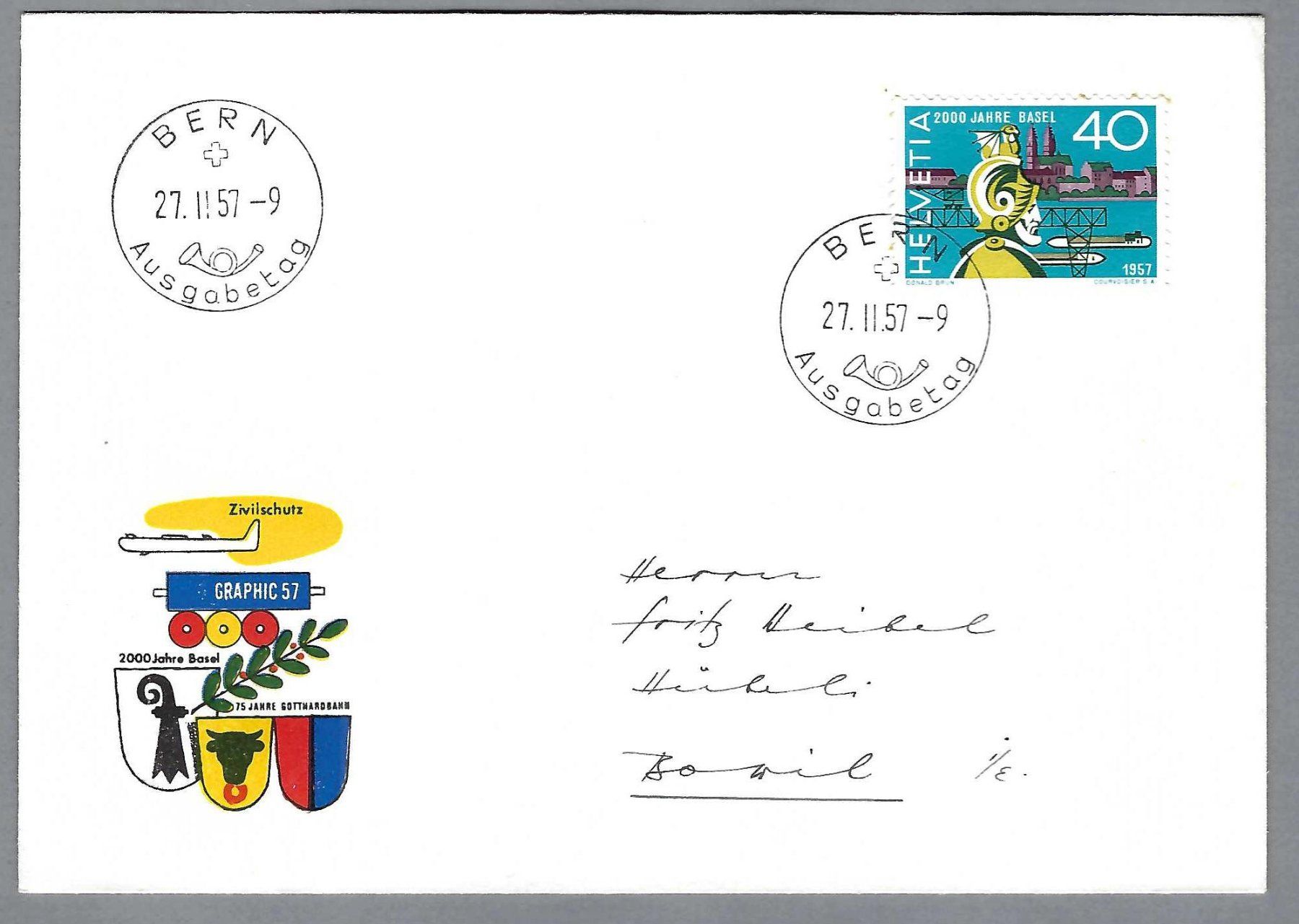 Tutti i francobolli: 1957, ILL. FDC Z/331, ET-0 BERN – Usato da Pura venduto da ulisse1957