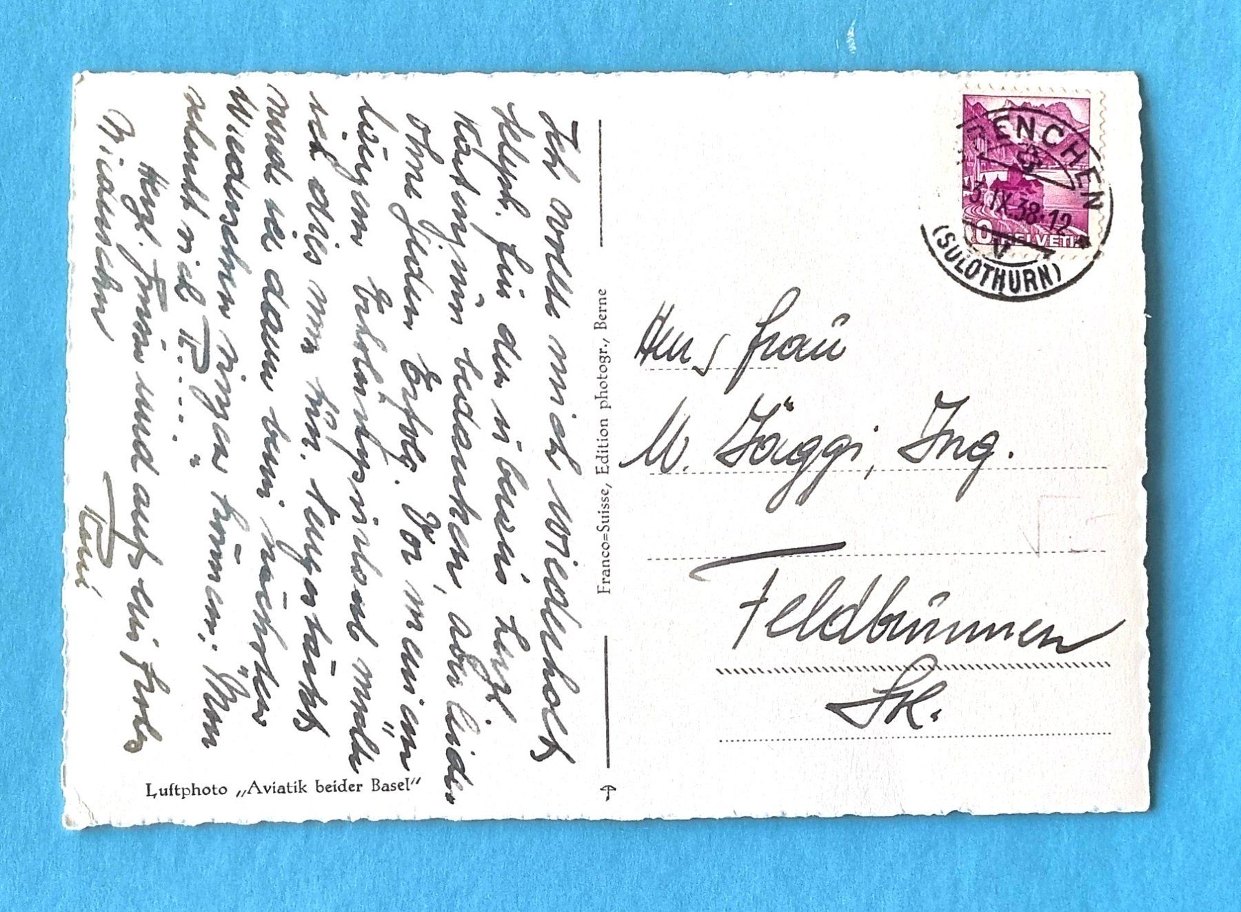 Cartoline postali: Grenchen - Luftfoto Aviatik beider Basel - 1938 – Usato da Rothrist venduto da RROENK 1