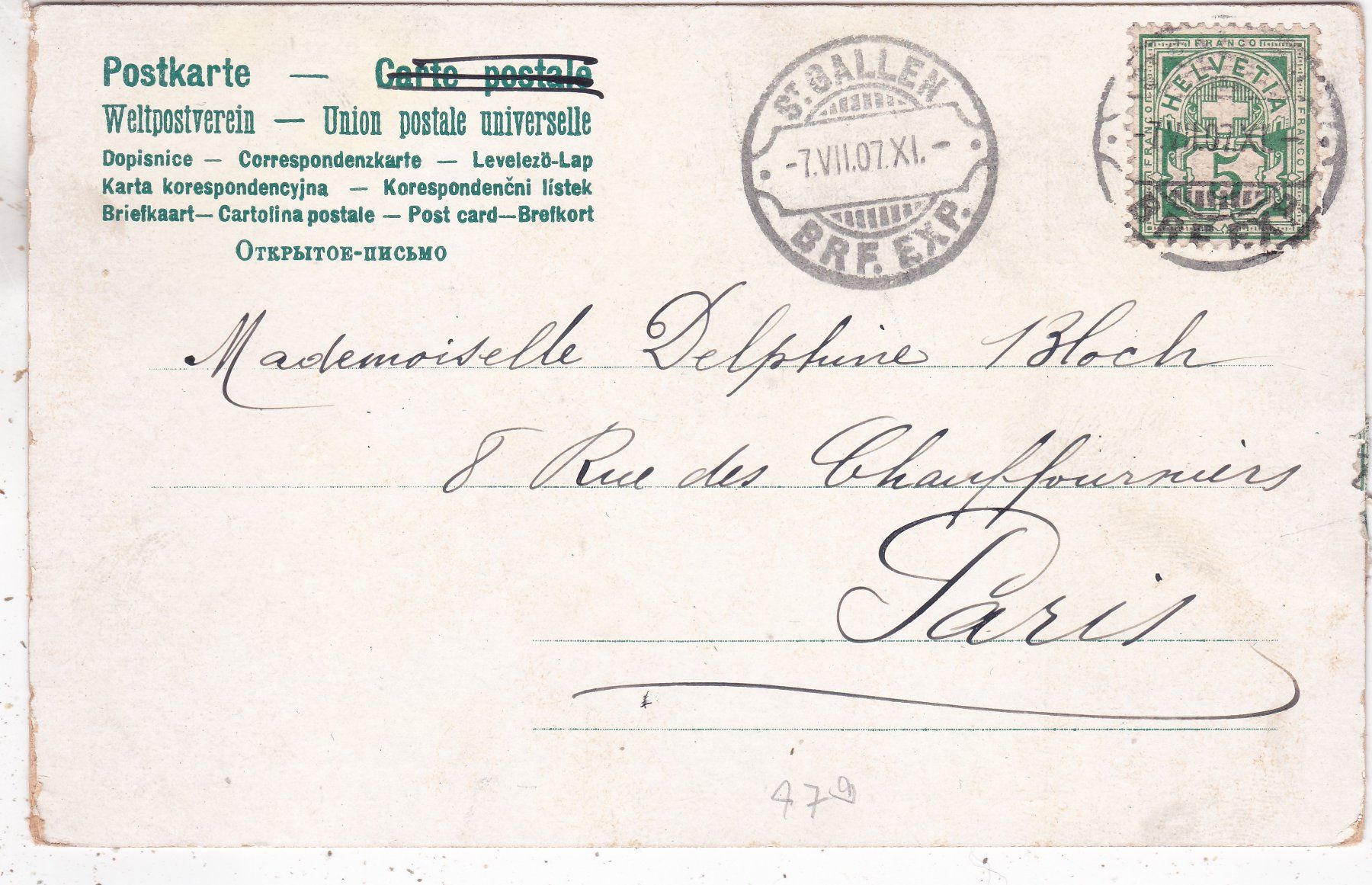 Ansichtskarten: St. Gallen Rosenbergstrasse 1907 – Gebraucht aus Herisau von Lisegrat2008 1