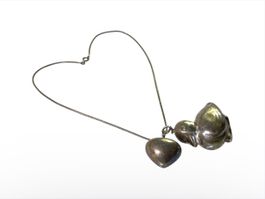 Vintage Silberkette mit Ente und Herz Anhänger - Silber 800
