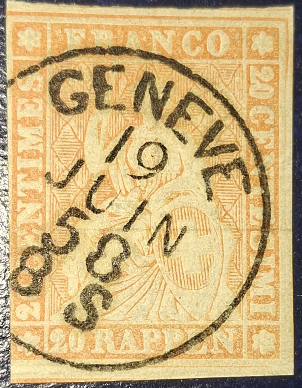 Tutti i francobolli: Strubel 25D Geneve Kat. 280.- – Usato da Balgach venduto da SIMEON27