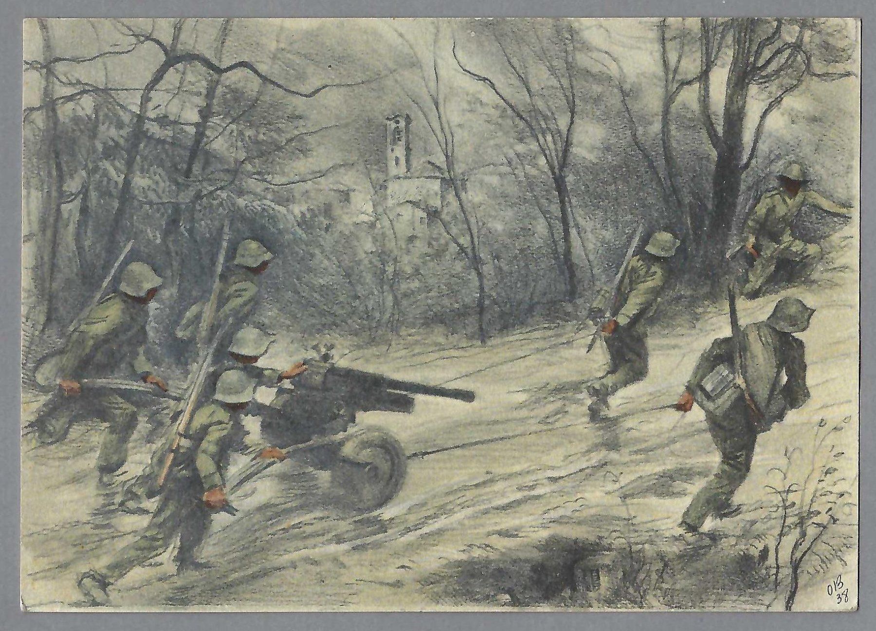 Cartoline postali: MILITARIA, 9. DIVISION, SIGN. BAUMBERGER – Usato da Pura venduto da ulisse1957