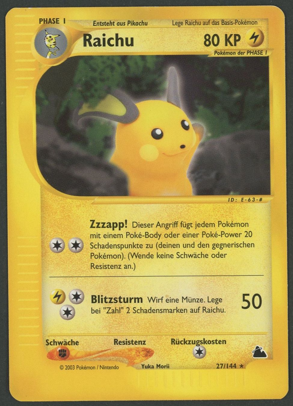 Pokémon Carte collezionabili: Raichu 27/144 Skyrdige DE ab 1.- – Usato da Rupperswil venduto da gengarbasar