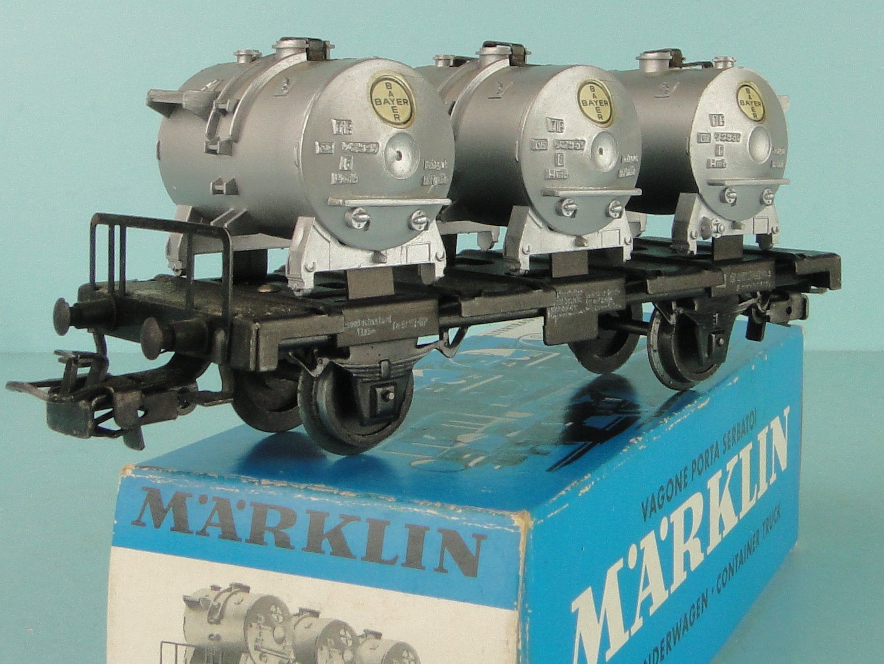 Märklin Modellini di ferrovie: Märklin 4520 Behältertragwagen – Usato da Bülach venduto da cann11