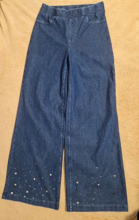 ​H&M Coole Wide-Leg Jeggings mit goldenem Herz-Print, Gr.134