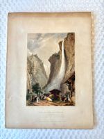 💚 1836 STAUBBACHFALL LAUTERBRUNNEN ANTIKER STAHLSTICH🇨🇭