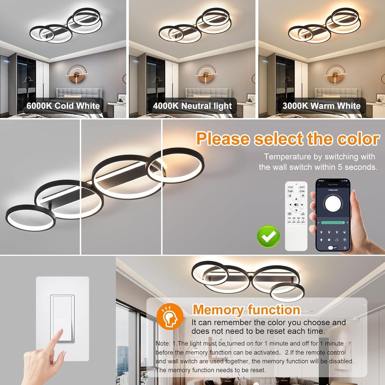 Kronleuchter & Deckenlampen: LED Deckenlampe dimmbar APP Fernbedienung 48W Schwarz – Neu und originalverpackt aus Neuhausen von apo_zn9s 5