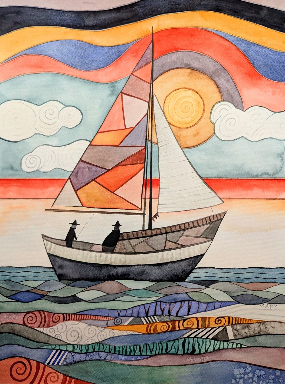 Gemälde: Original Aquarell Segelschiff  – Neu und originalverpackt aus Wittenbach von Mary.M.Boesch