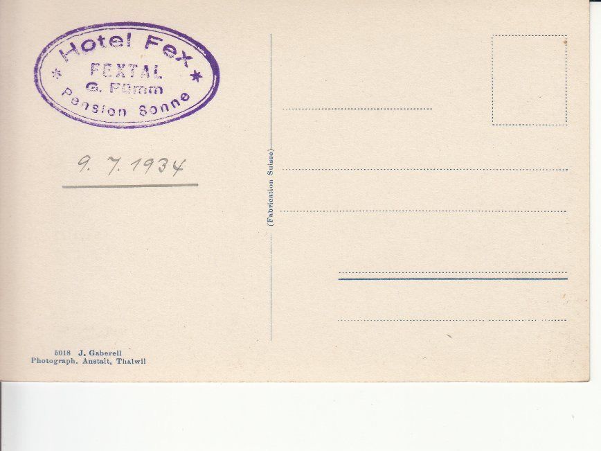 Ansichtskarten: Fex 1934 – Gebraucht aus Bürglen TG von StampGraf 1