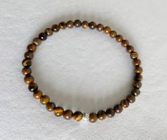 Edelstein Armband Tigerauge mit Silber auf Mass