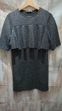 🎉 MANGO Kleid mit Volant-Detail - S - Melange-Optik