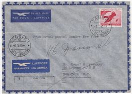 rarer Erstflug GENÈVE-NEW YORK am 8.IV.1946 ab Liechtenstein