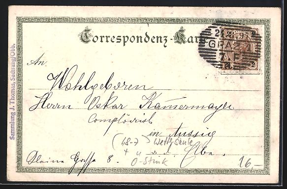 Cartoline postali: Litho Graz, Teilansicht, Hauptplatz, Wet – Usato da Berlin venduto da bartko-reher 1