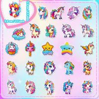 50 NIEDLICHE EINHORN AUFKLEBER NEU+OVP