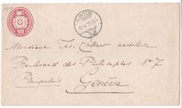 Tübli Brief 1875 Fluntern ZH n. Genève Planpalais AkSt 1-Rot