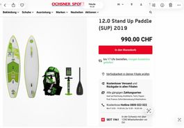 Stand Up Paddle inkl. Carbon Paddle und Transportwagen