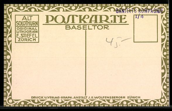 Cartoline postali: Steindruck-AK Solothurn, Baseltor – Usato da Berlin venduto da bartko-reher 1