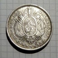 Bolivien 50 Cents ½ Bolivar 1893, 0.900 Silber, Potosi