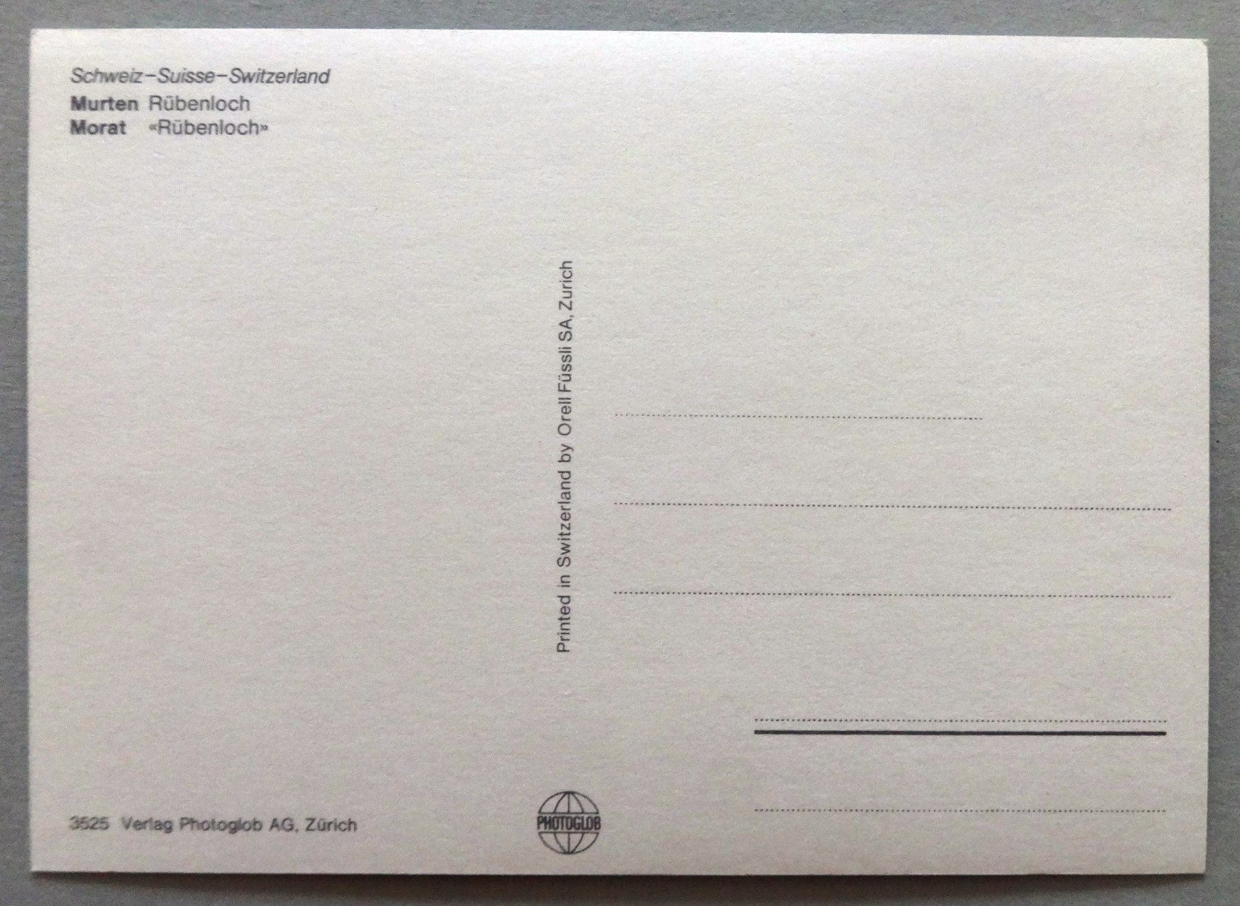 Cartoline postali: Murten - Morat, Rübenloch – Usato da Fétigny venduto da Billy2miny 1