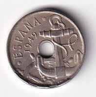 Spanien 50 centimos 1949 mi leichter Stempelbruch am Rande
