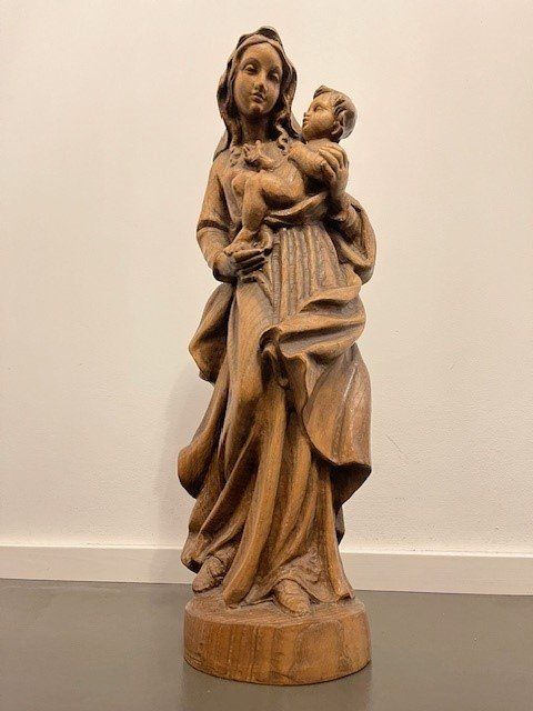 Figuren: Madonna mit Kind, Antike Holzfigur, geschnitzt – Gebraucht aus Schaffhausen von Stokar99