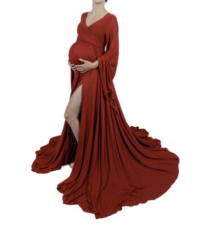 Babybauch-Shooting-Kleid in "rostrot"