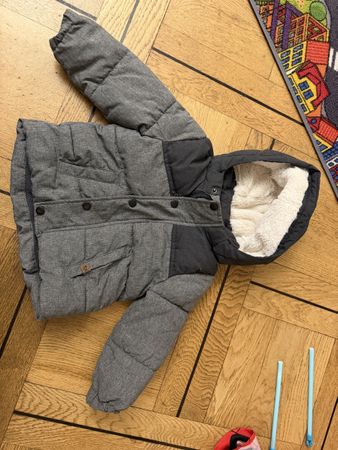 H&M Winter Jacket Grey Lined Hooded Size 86 12-18 Months