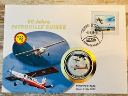 Patrouille Suisse  Numisbrief versilberte Medaille 2013