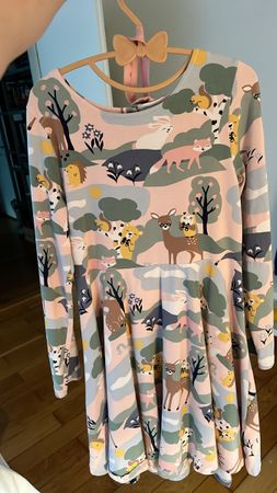 Mädchenkleid langarm Waldtiere organic