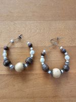 Holzperlen Ohrringe Creolen braun weiss beige Boho Chic Look