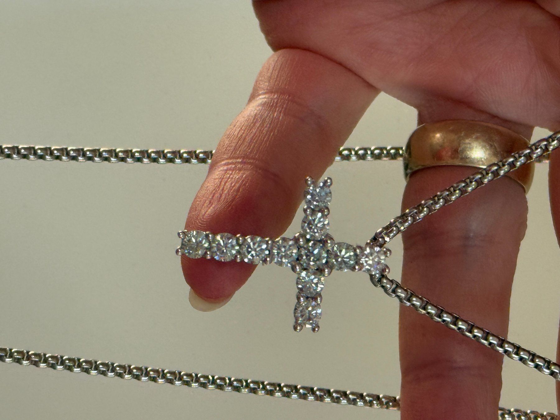 Catenine: Cross with 11 moissanites 3.8 mm each – Nuovo e nell'imballaggio originale da Genève venduto da AWWA 5