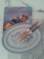 Set chinesisch Kochen & Essen:  Kochbuch/Platte/Stäbchen NEU