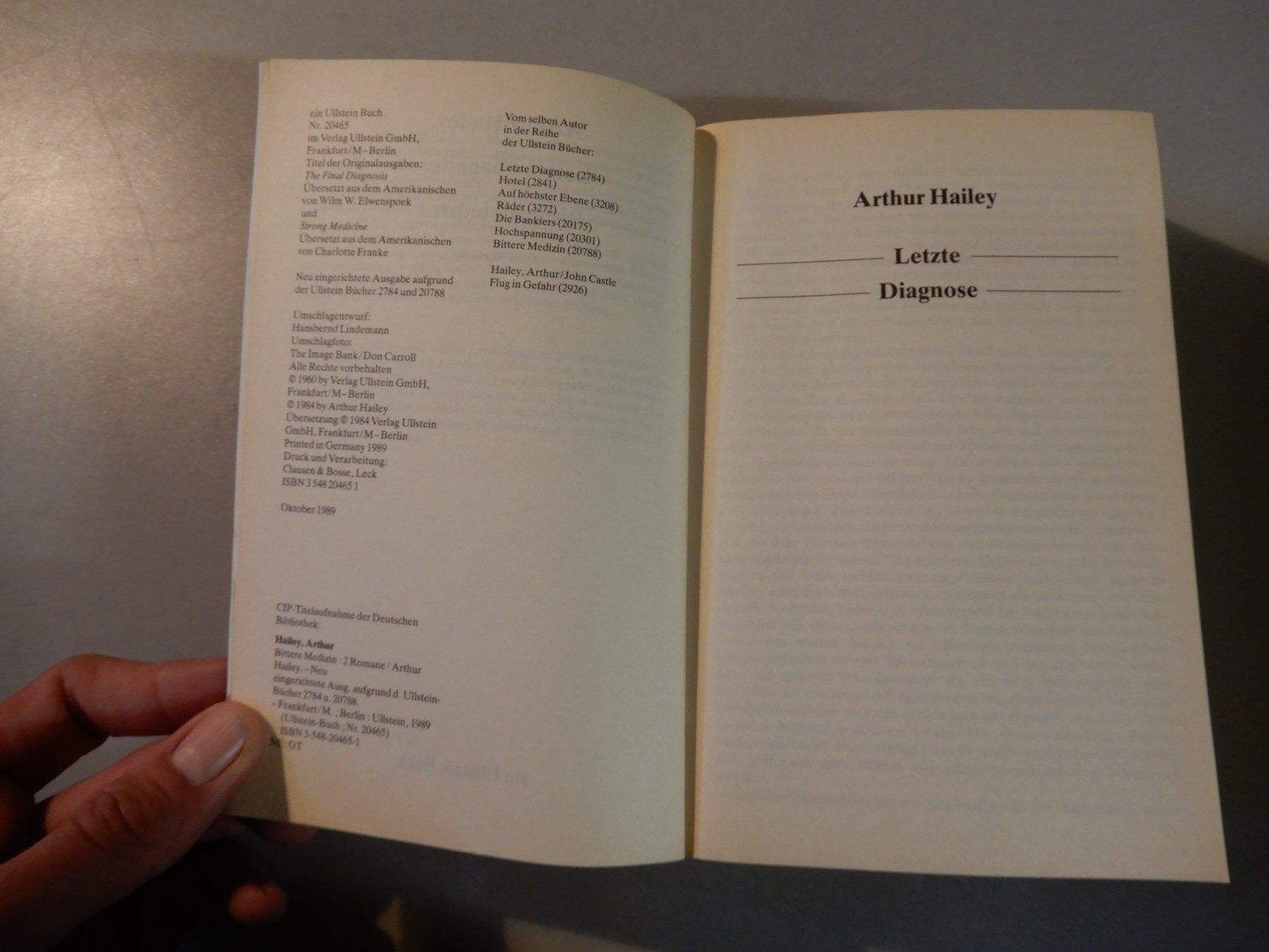 Libri: Arthur Hailey: Letzte Diagnose, Zustand: Gut – Usato da Erstfeld venduto da Mario_boe0 2