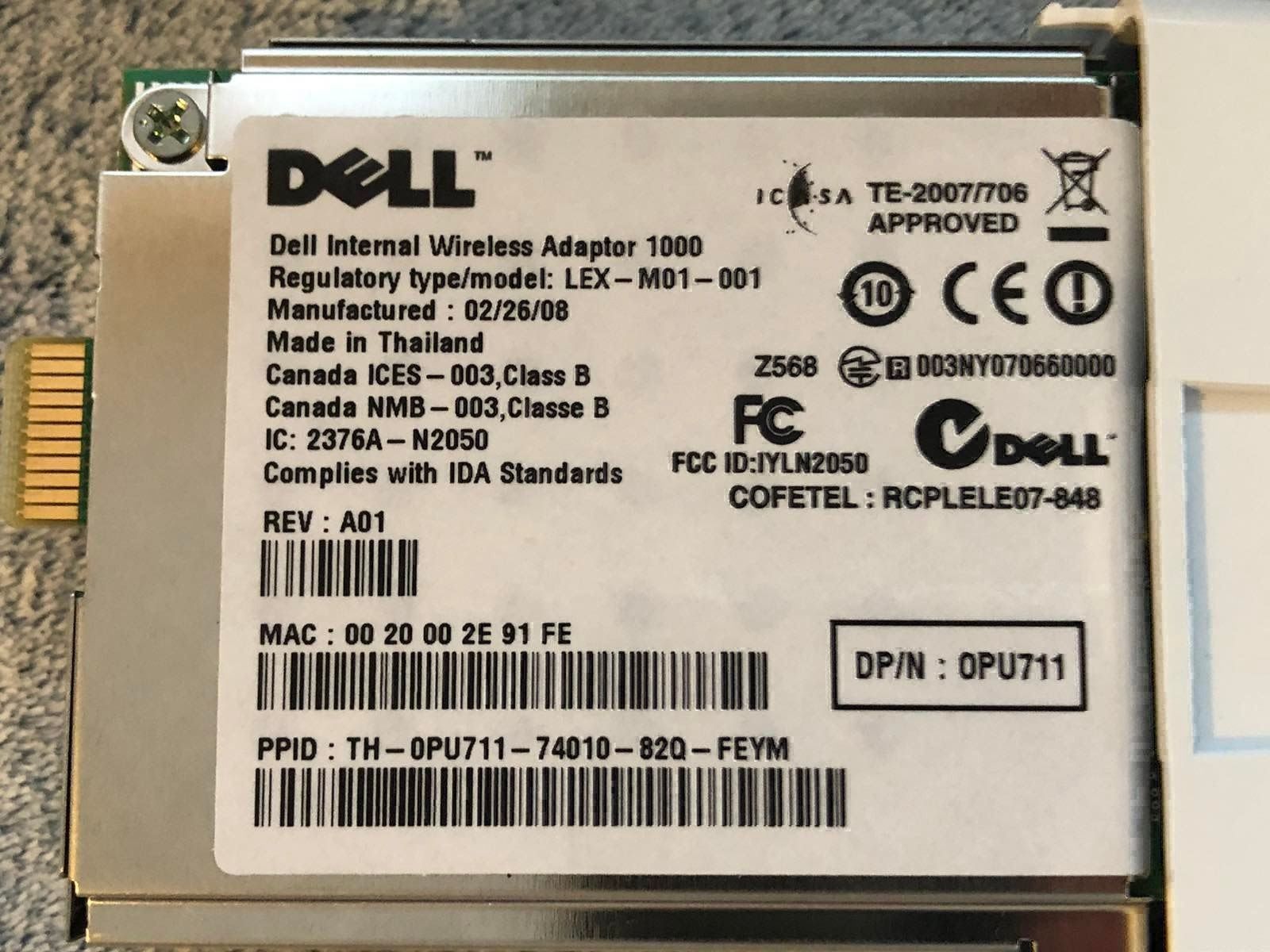 Stampanti: Dell Internal Wireless Adapter – Usato da MAGDEN venduto da GoldenEagle2020 1