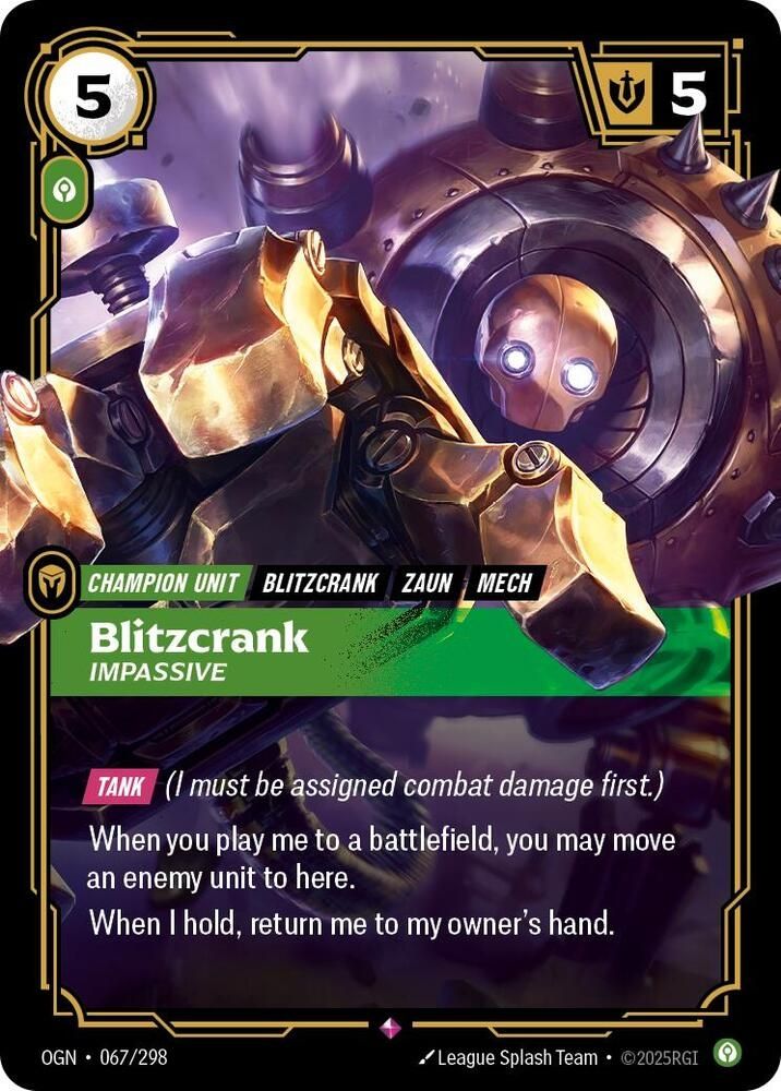 Carte collezionabili: Riftbound Blitzcrank impassive  - 067/298 – Nuovo (secondo la descrizione) da Genève venduto da EMellau