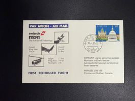 Swissair Erstflugbrief Zürich-Montreal 1991