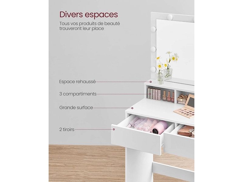 Schminktische: Coiffeuse blanche avec miroir – Neu (gemäss Beschreibung) aus Sorens von purpureta 2
