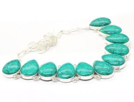 Very PRETTY Turquoise HEARTS 925 Silver Necklace of 18.4"