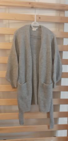 Damen Strickjacke/ cardigan grau mit Bindeg ONE SIZEürtel