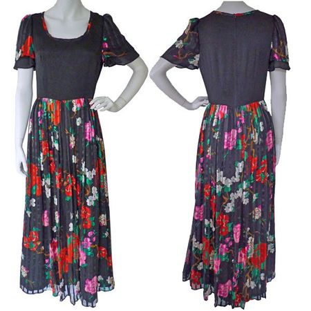 Kleid Gr.S Partykleid lang Seidenchiffon VINTAGE 90s Couture