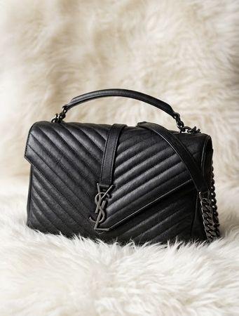 YSL Saint Laurent College Tasche Leder Schwarz 