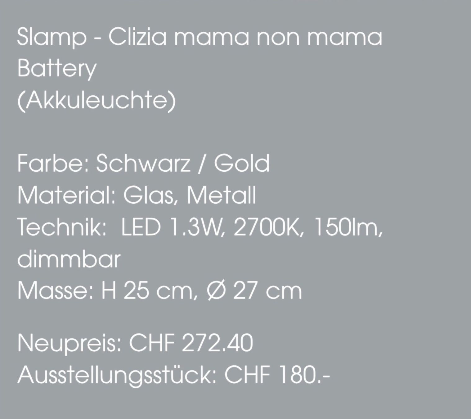 Lampade: Akkuleuchte LED von Slamp – Nuovo (secondo la descrizione) da Binningen venduto da Masc61 2