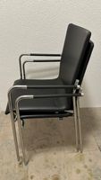 2 x Rosconi Design Armlehnstuhl – Schwarz – Chrom –stapelbar