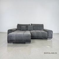 Ecksofa Britisches Grau mit Schlaffunktion und Stauraum