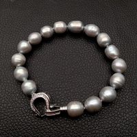 Grau Lua Perlen Armband Echt Bracelet Perle grise Vrai