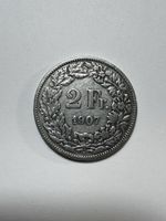 Schweiz 2 Franken 1907 B – Silbermünze Very Fine
