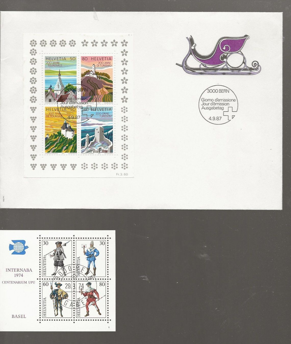 Tutti i francobolli: 200 ans tourisme FDC + Naba 74 FDC – Usato da Sion venduto da PierreP01
